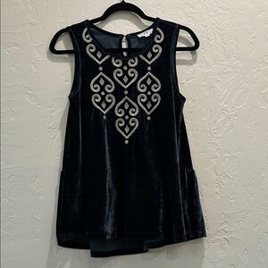 THML Green Velvet Top with Silver Embroidery.  JT